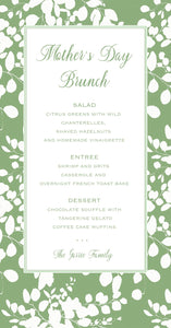 Green and White Floral Menu