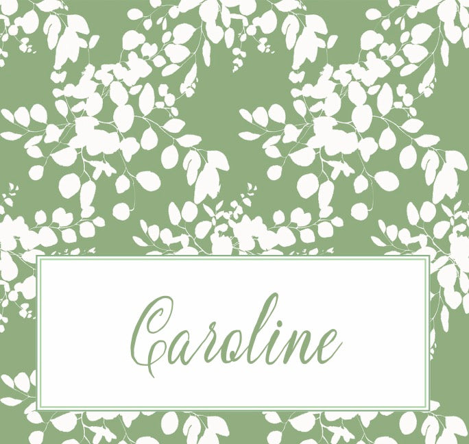 Green and White Floral Place Cards