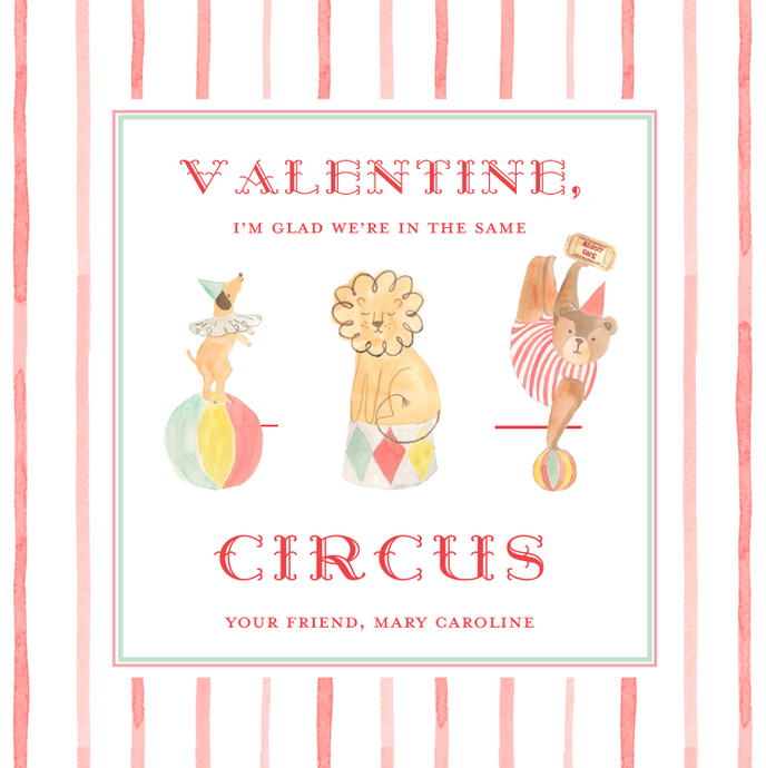 Circus Valentines Day Gift Tags