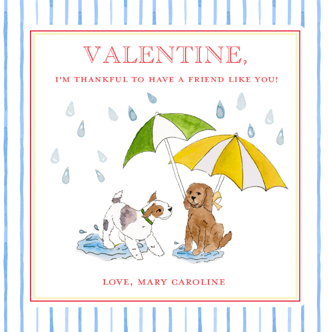 Raining Dogs Valentines Gift Tags