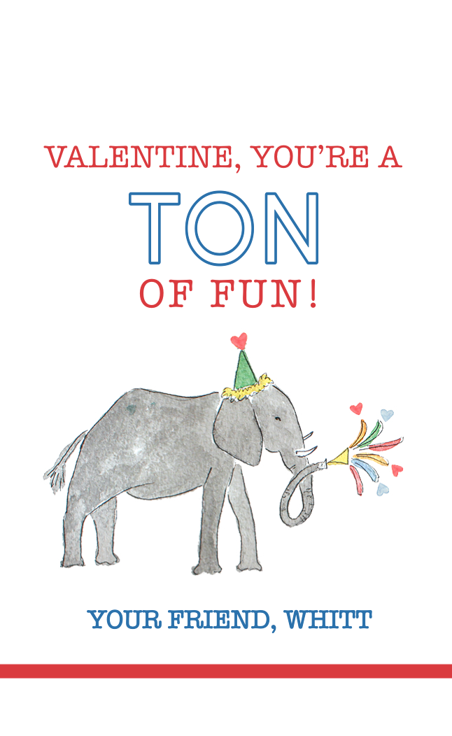 Valentine, You're a Ton of Fun! Blue Gift Tags