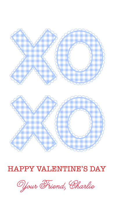 XOXO Blue Gingham Large Tag