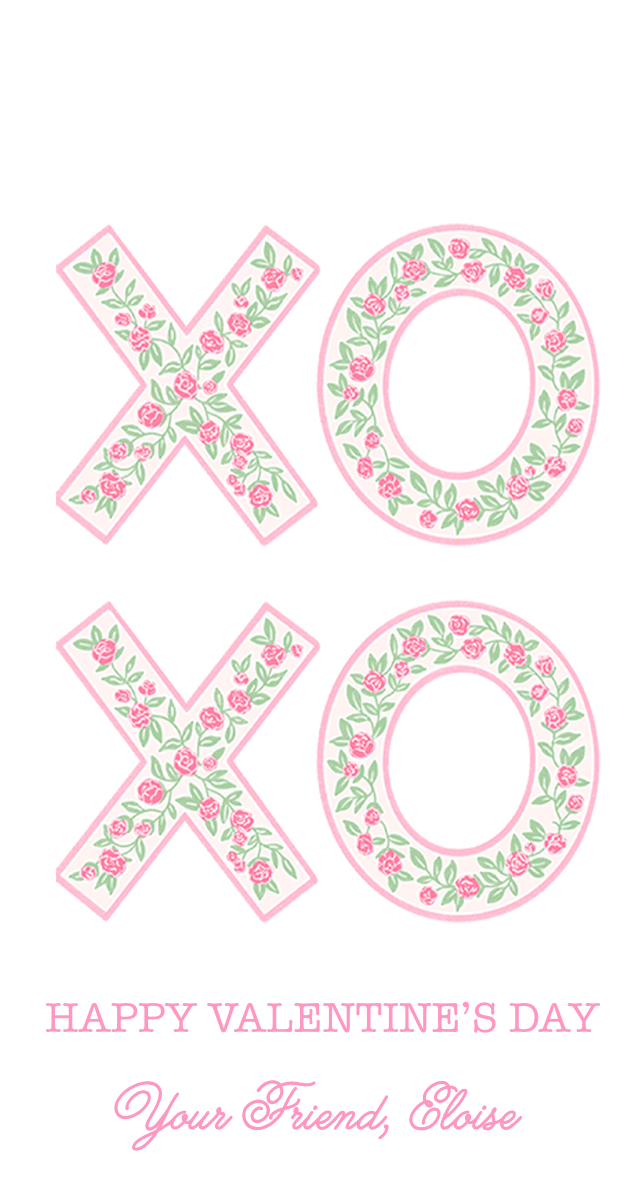 XOXO Pink Floral Valentine Gift Tag