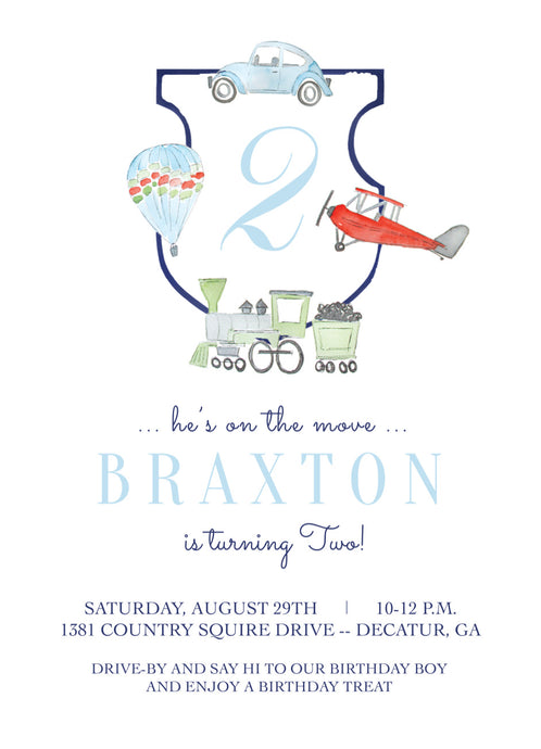 Transportation Birthday Invitations