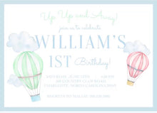 Load image into Gallery viewer, Hot Air Balloon Birthday Invitations