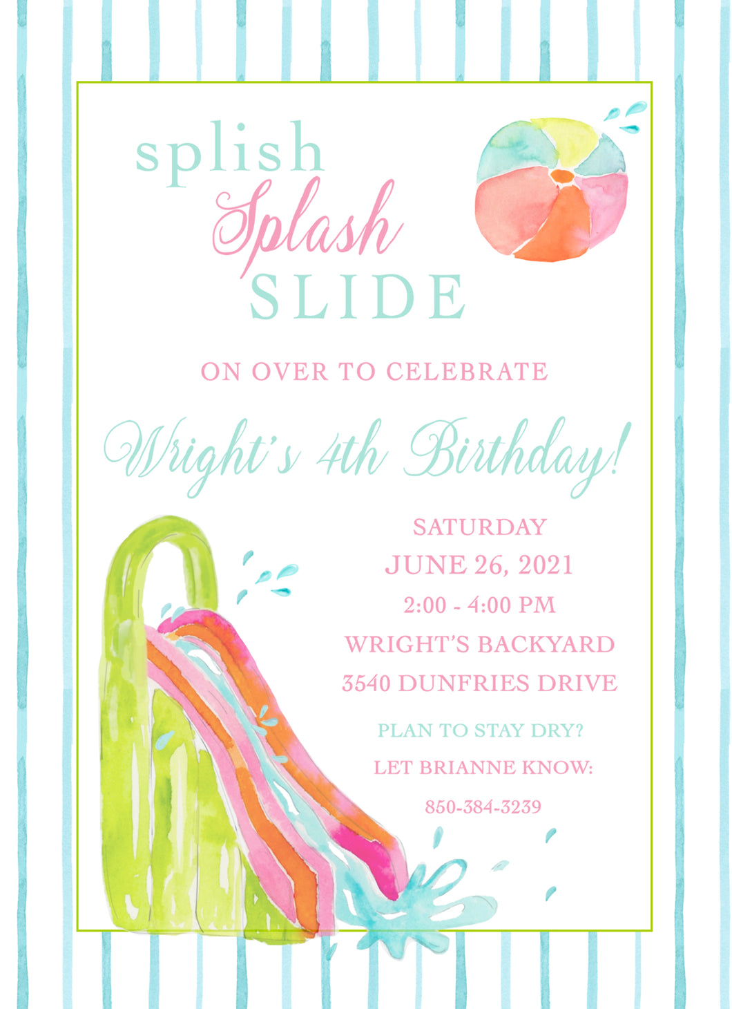 Water Slide Invitations
