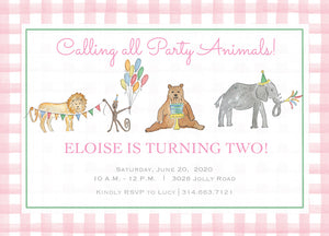 Party Animal Invitations- Pink