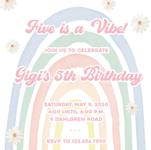 Five is a Vibe Birthday Invitations