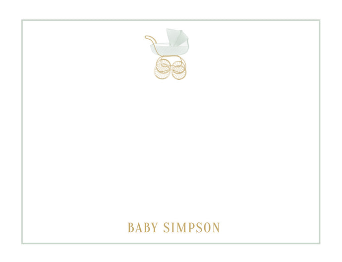 Green Baby Carriage Stationery Set
