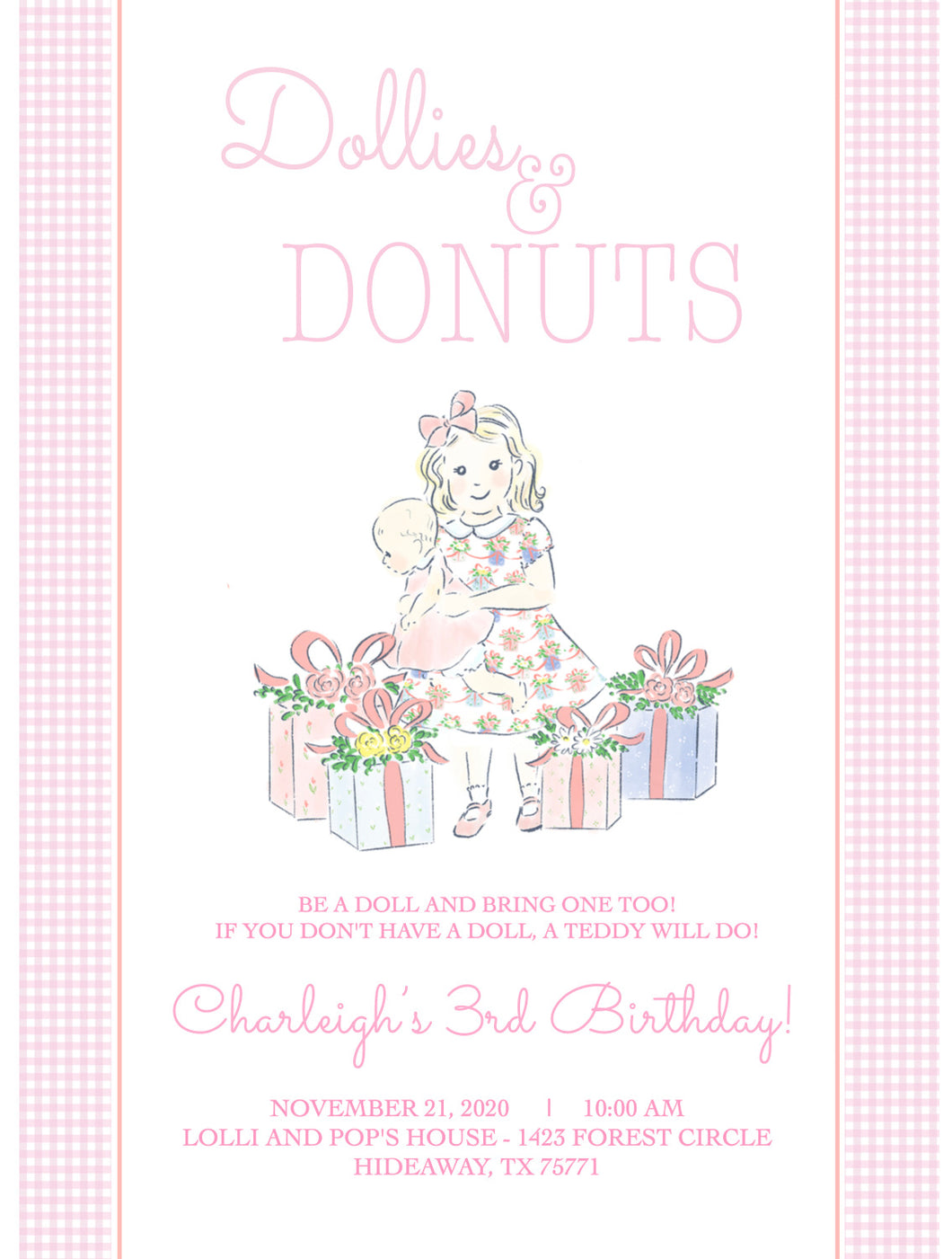 Dollies and Donuts Invitations