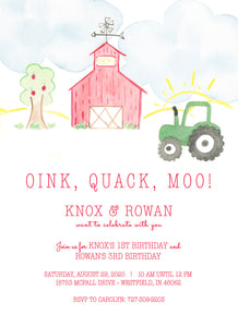 Farm Birthday Invitations