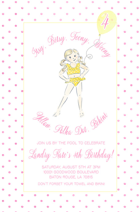 Yellow Polka Dot Bikini Invitations
