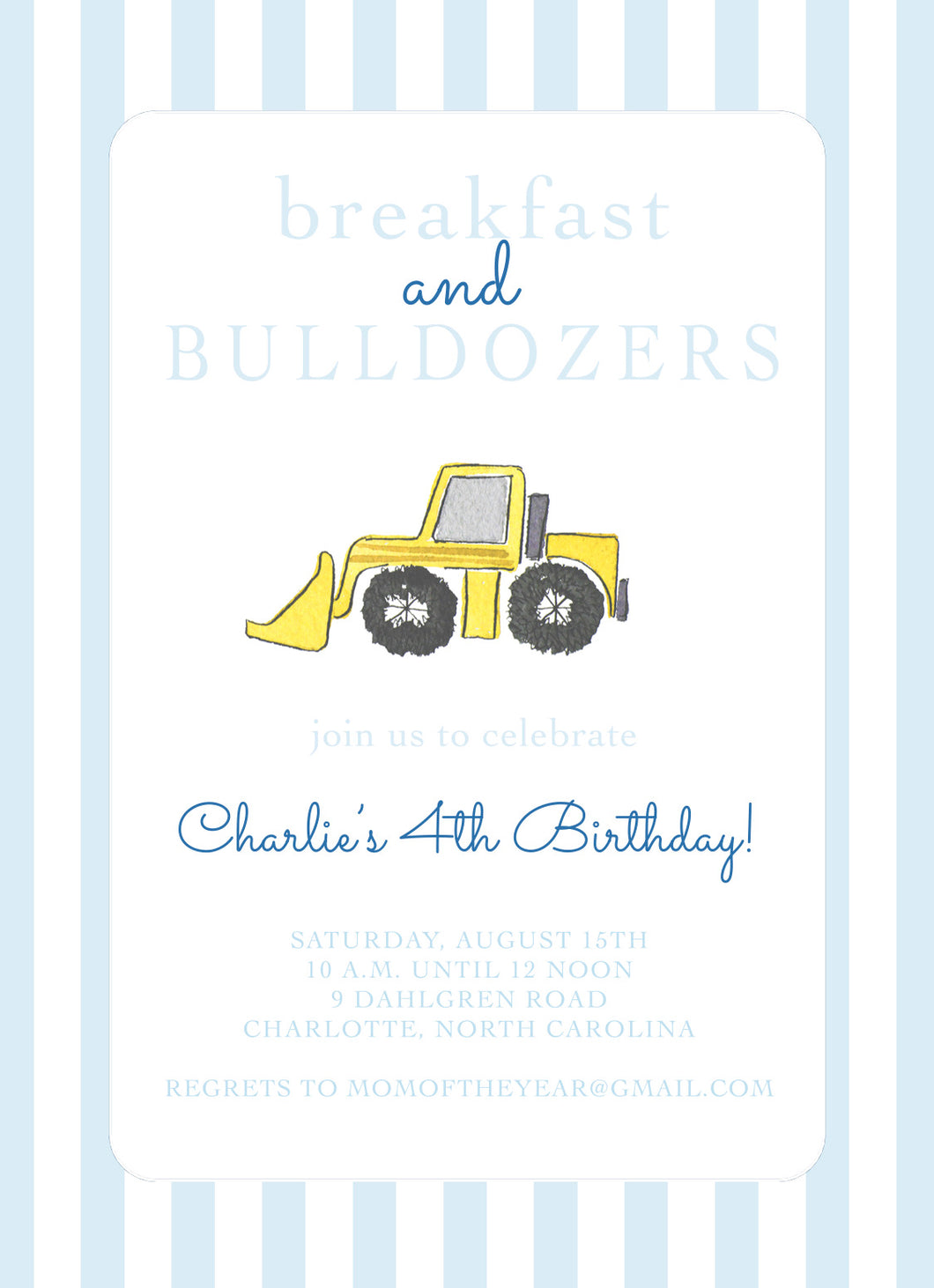 Breakfast and Bulldozers Invitations