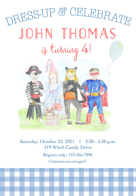 Halloween Costume Party Invitation Blue
