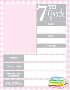 School Memory Pages- Pink - K-12