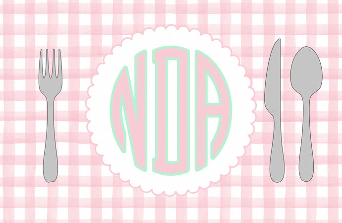 Pink Gingham Place Setting Placemat II