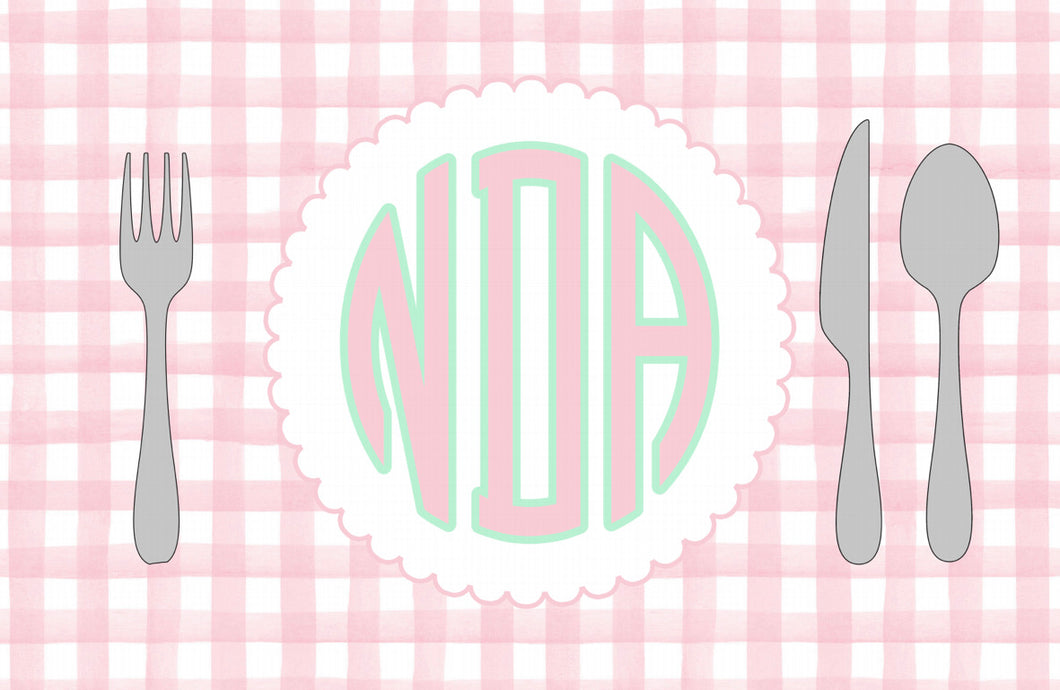 Pink Gingham Place Setting Placemat II