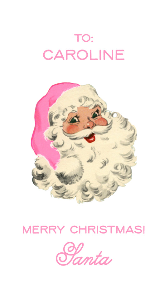 From Santa Large Tag - Pink