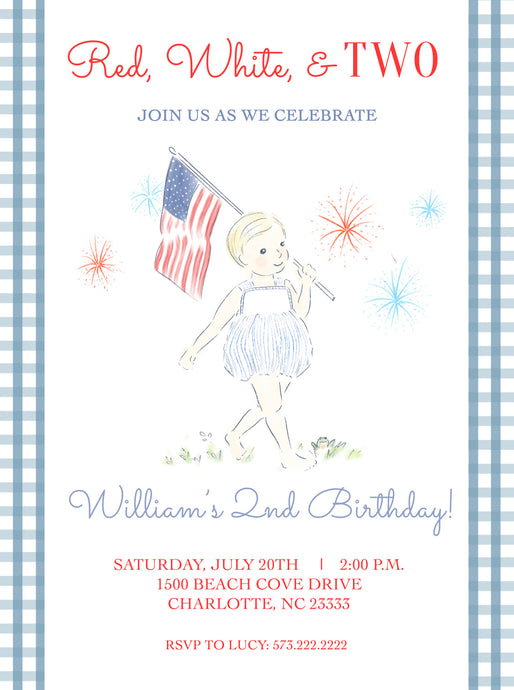 Patriotic Boy Invitations-Gingham