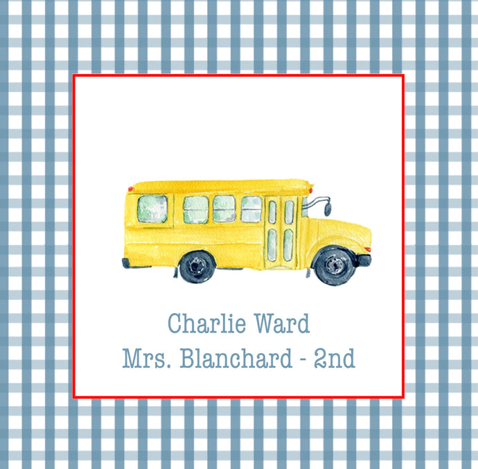 School Bus Name Sticker- Blue