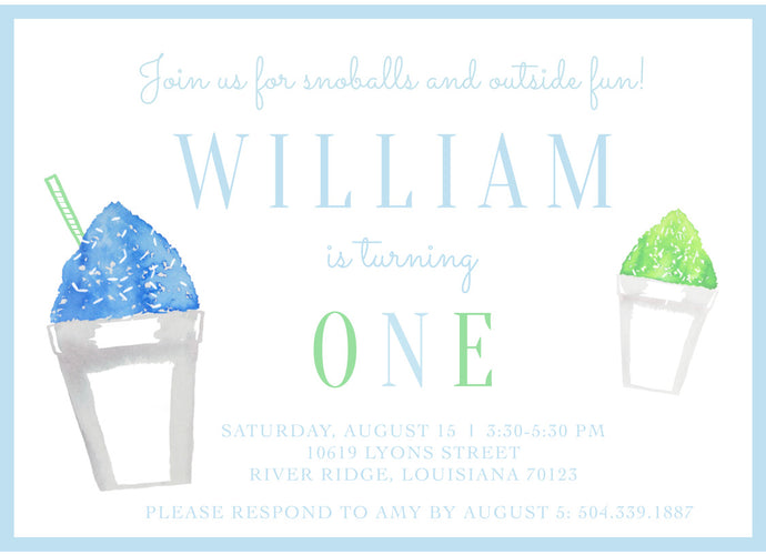 Sno Cone Birthday Invitations