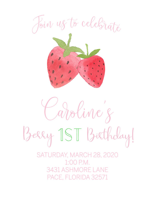 Berry First Birthday Invitations