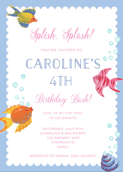 Colorful Fish Birthday Invitations