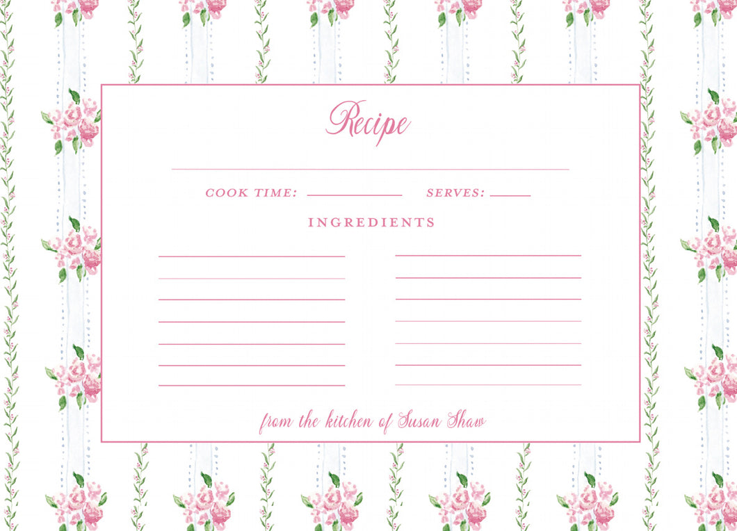 Floral Recipe Cards- Blush