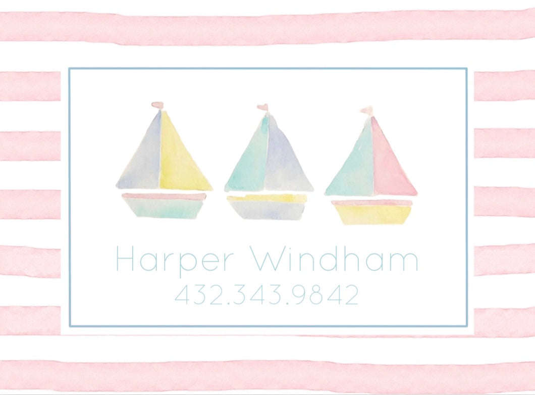 Pastel Sailboats Luggage Tag in Pink