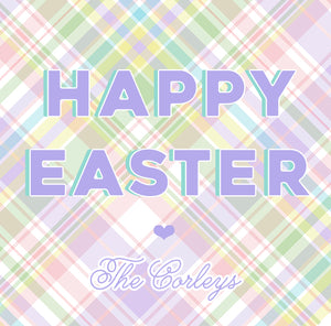 Happy Easter Purple Plaid Gift Tags