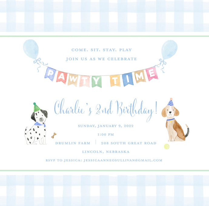 Puppy Party Birthday Invitations II