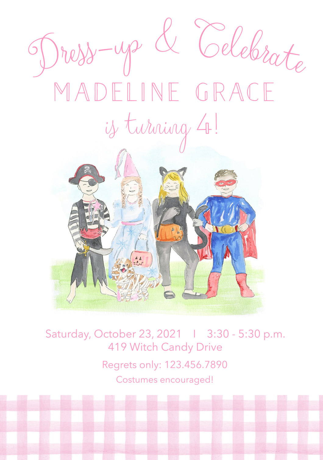 Halloween Costume Party Invitation Pink