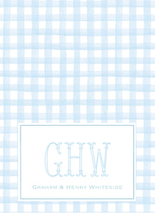 Blue Gingham Folded Notes Set