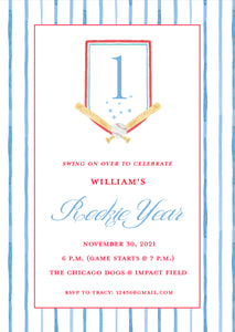 Rookie Year Baseball Invitation