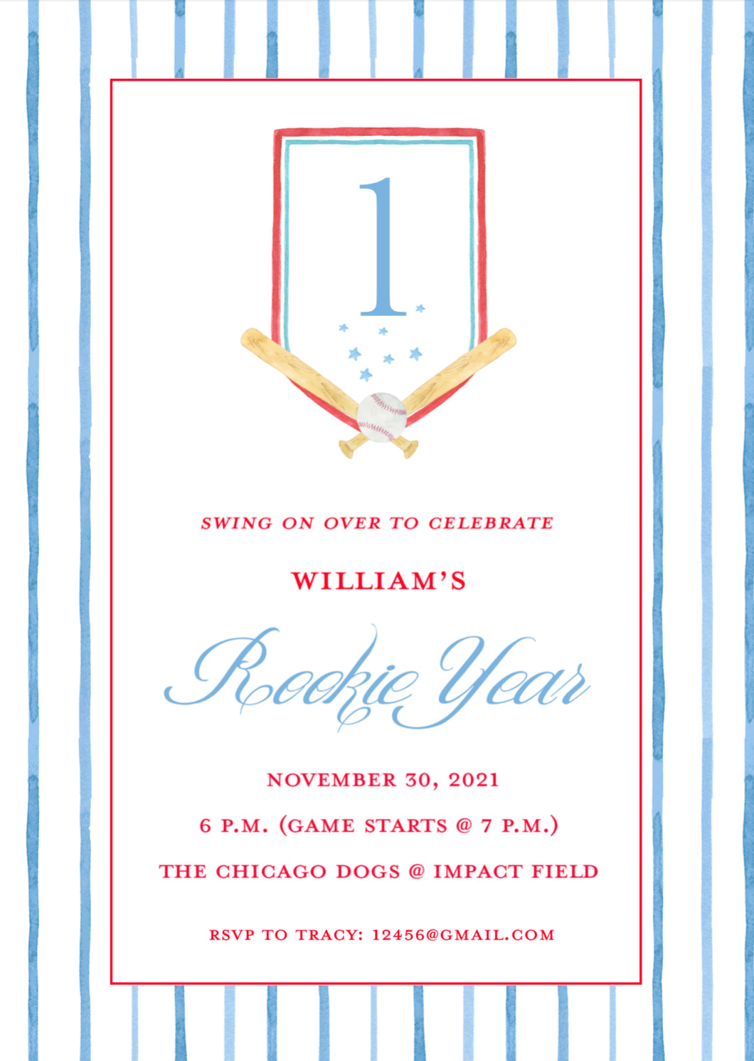 Rookie Year Baseball Invitation