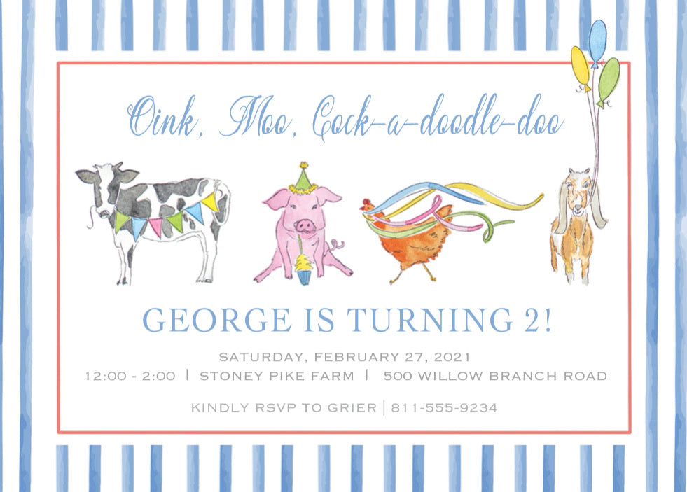 Farm Party Animal Invitations