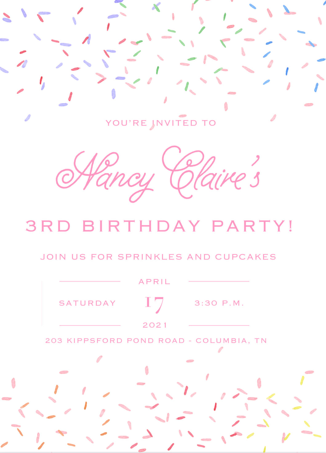 Sprinkles Birthday Invitations