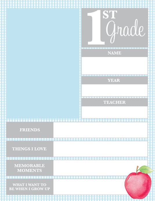School Memory Pages- Blue - K-12