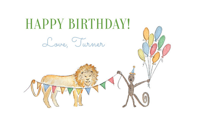 Party Animal Gift Tag-Lion