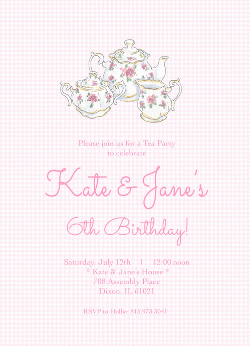 Tea Party Invitations- Gingham