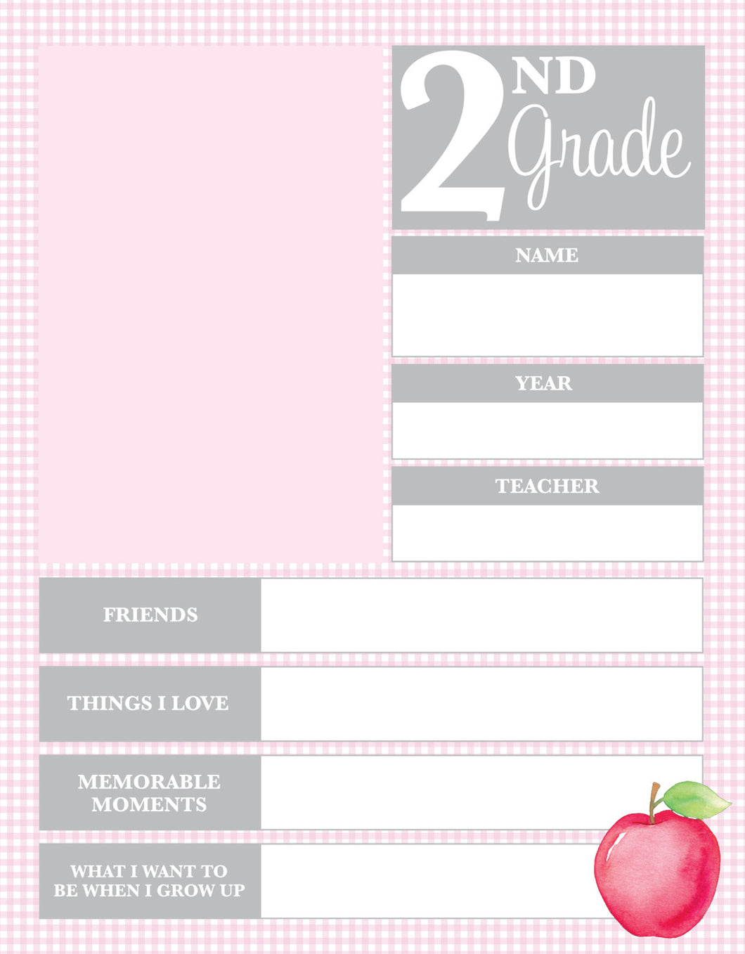 School Memory Pages- Pink - K-12