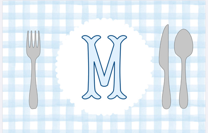 Blue Gingham Place Setting Placemat