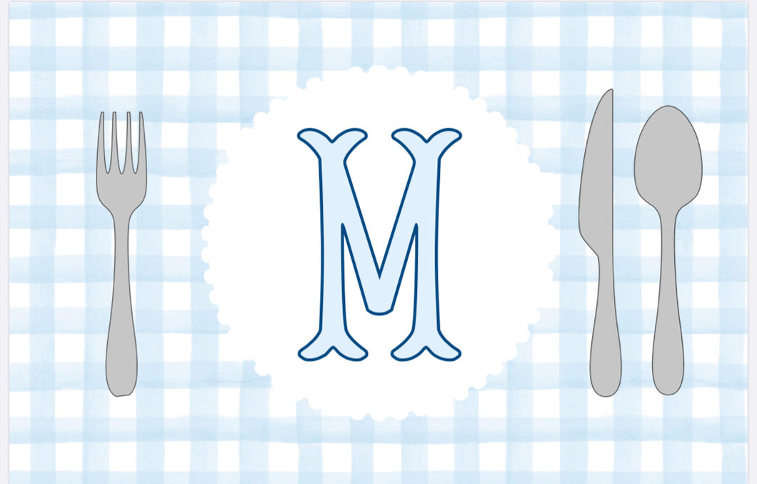 Blue Gingham Place Setting Placemat