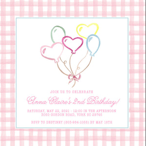 Balloon Invitations - Pink