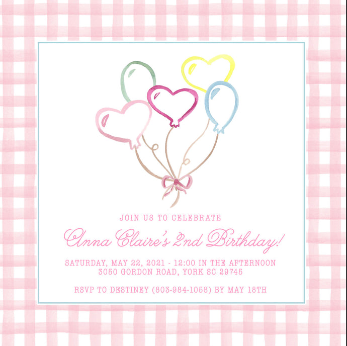 Balloon Invitations - Pink