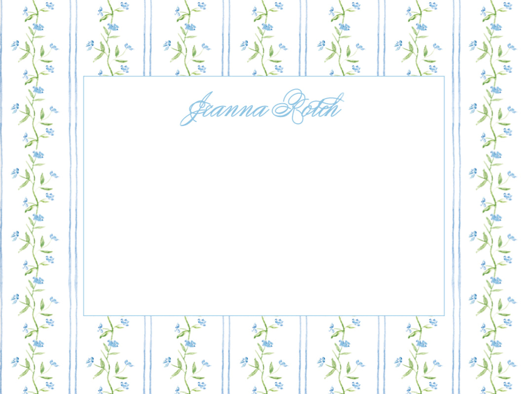 Tiny Blue Floral Stationery Set