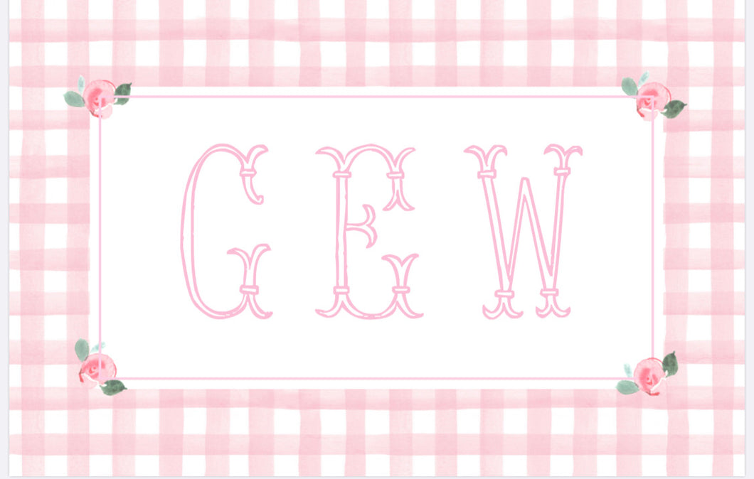 Gingham Initial Placemat