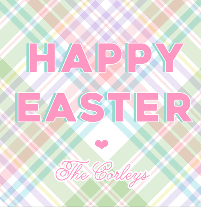 Happy Easter Pink Plaid Gift Tags