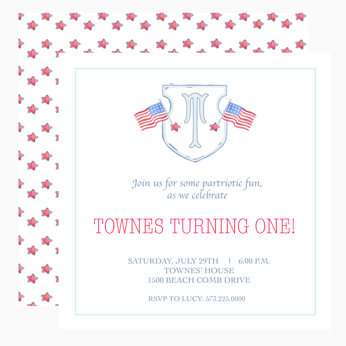 Patriotic Flag Crest Invitations