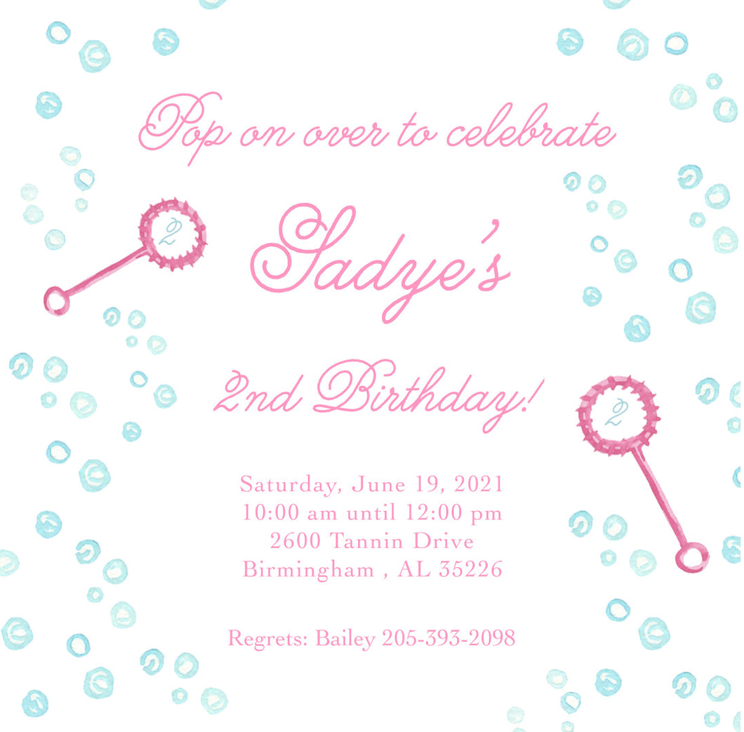 Bubble Party Invitations
